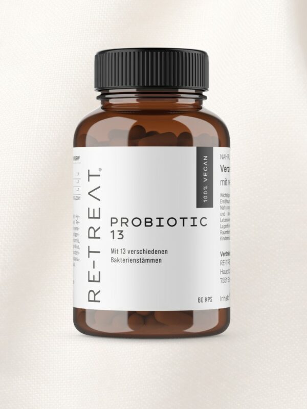 Probiotic 13 – 60 Kapseln mit 13 Bakterienstämmen zur Unterstützung einer gesunden Darmflora mit Inulin und Dextrin.