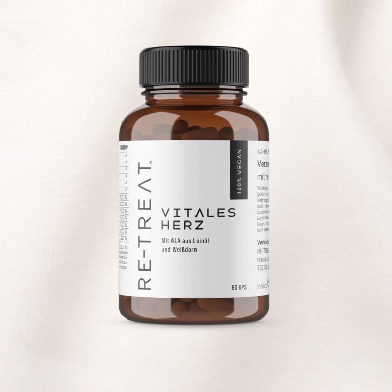 Vitales Herz – 60 Kapseln mit ALA aus Leinöl, Weißdorn und Coenzym Q10 zur Unterstützung der Herz-Kreislauf-Gesundheit.